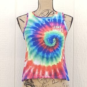 Express Tie Dye Tank Top Small Cotton Rainbow Pride Graphic Hippie Boho Yoga 90s